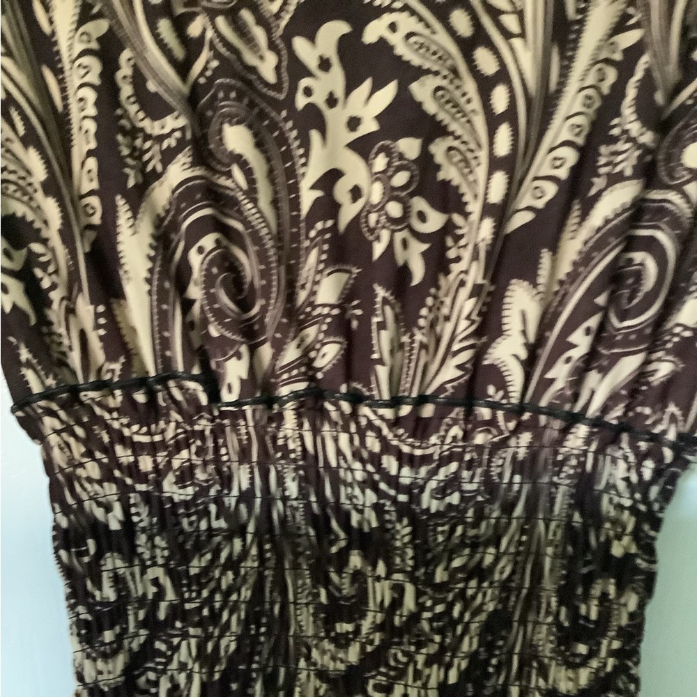 Brown and Cream Paisley Dress